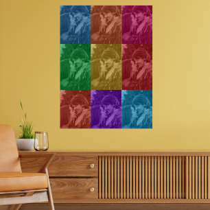 Poster Arte Pop Colorida de Casamento Retro com Grade de