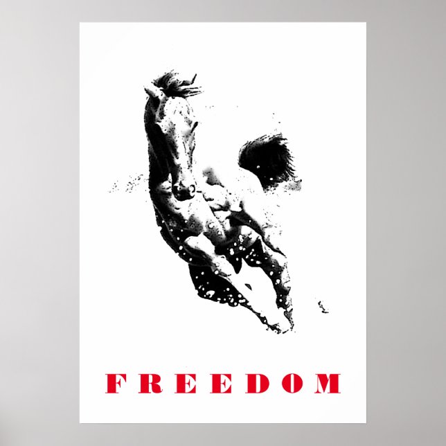 Póster Arte Pop da Liberdade Motivacional Cavalo Branco N (Frente)