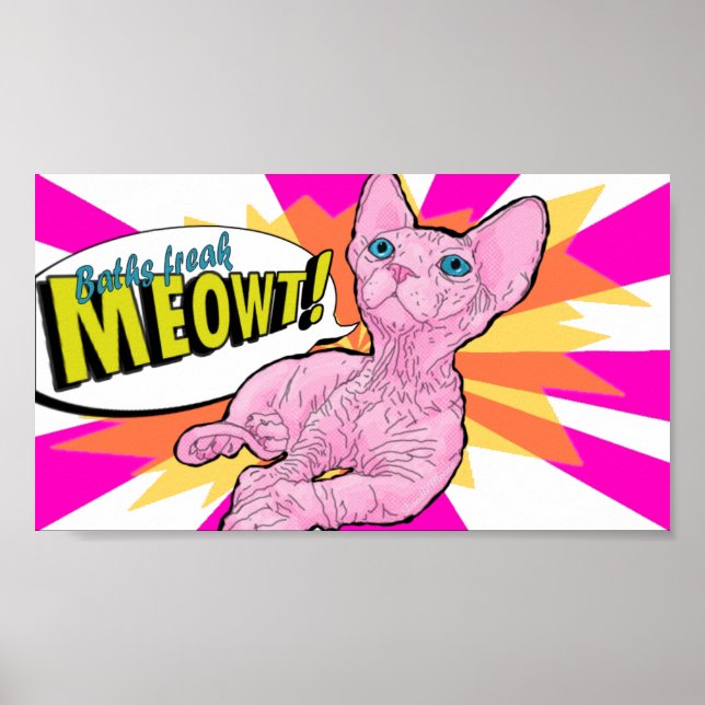 Poster Arte Pop de gatinho sem cabeça (Frente)