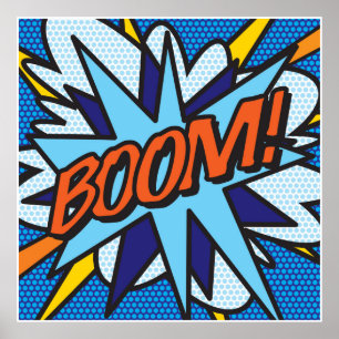 Póster Arte Pop de Quadrinhos BOOM Super-herói