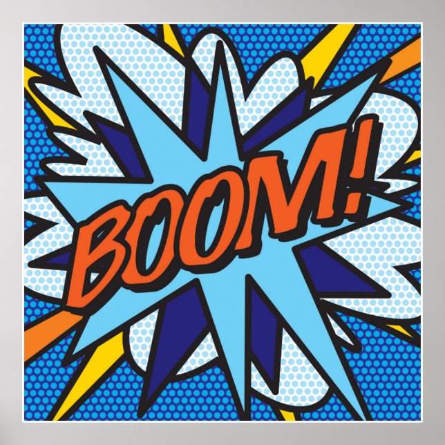 Póster Arte Pop de Quadrinhos BOOM Super-herói (Frente)