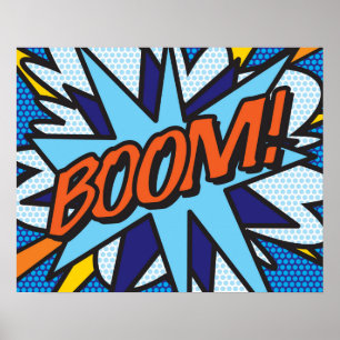 Poster Arte Pop de Quadrinhos BOOM Super-herói