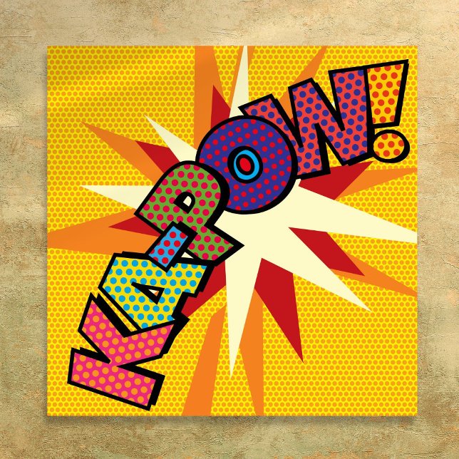 Poster Arte Pop de Quadrinhos Retrô Divertida KA-POW (KA-POW Fun Retro Comic Book Pop Art Poster)