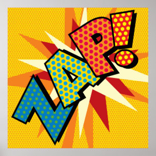 Póster Arte Pop de Quadrinhos Retrô Divertido ZAP