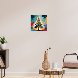 Poster Arte Pop Geométrica Ramos Emplumados de Natal
