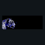 Poster Arte Pop Jaguar Preta e Azul<br><div class="desc">Poster de Cabeça Jaguar Preta e Azul - Impressões Portrait Jaguar - Imagem Jaguar Pop - Grandes Gatos Selvagens - O Cabeça da Jaguar - Face de Jaguar</div>
