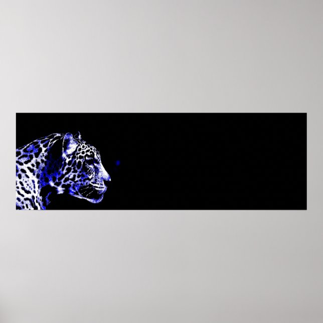 Poster Arte Pop Jaguar Preta e Azul (Frente)