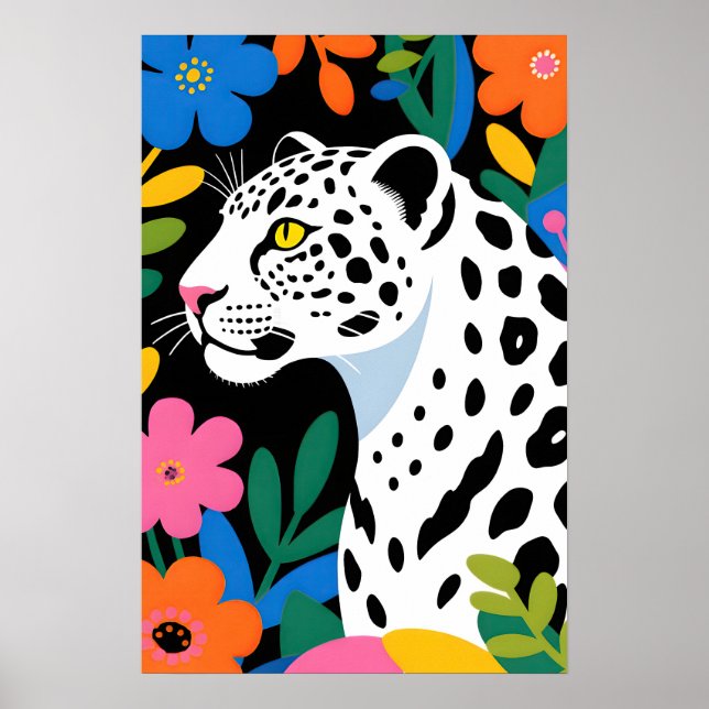 Poster Arte Pop Leopardo Branco (Frente)