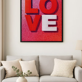 Poster Arte Pop LOVE Tipografia Abstrato design de Dia do
