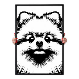 Poster Arte Pop Pomerânia Branco e Preto Estética Chic