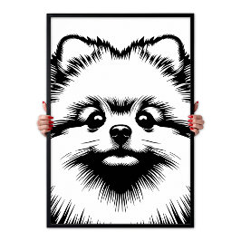 Poster Arte Pop Pomerânia Branco e Preto Estética Chic