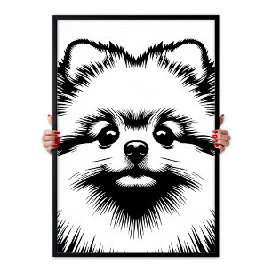 Poster Arte Pop Pomerânia Branco e Preto Estética Chic