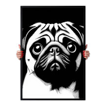 Arte Pop Pug Branco & Preto Diversão Chic Estética