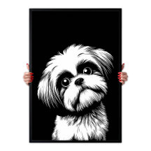 Arte Pop Shih Tzu Branco & Preto Estética Chic