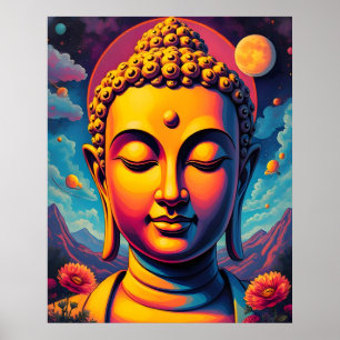 Poster Arte Pop surreal colorida   Guatama Buddha