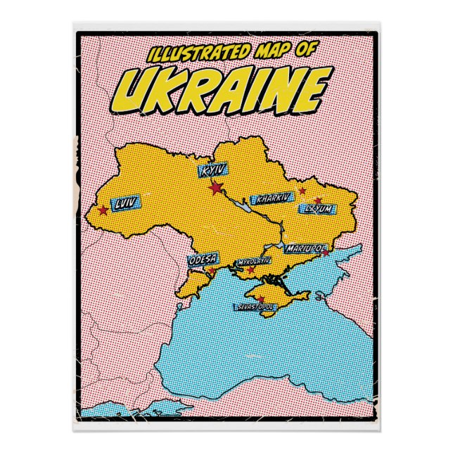 Póster Arte Pop Ucrânia Ilustrada  (Frente)