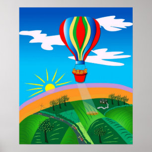 Póster Arte popular Ballooning do ar quente