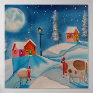 Poster arte popular da cena da neve do inverno dos