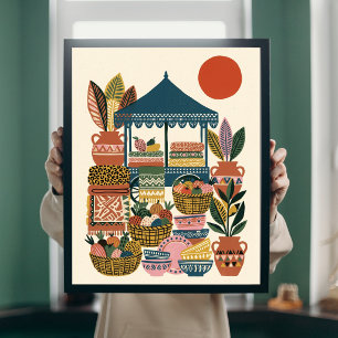 Poster Arte Popular em Cerâmica de Mercado Mediterrâneo B
