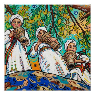 Póster Arte Popular Marroquina Ahwash Amazigh Brilhante 