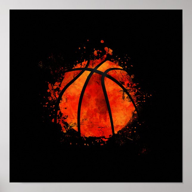 Poster Arte por aquarela de Abstrato de basquetebol (Frente)