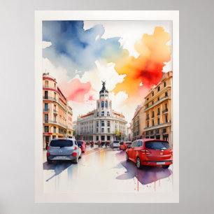 Poster Arte por aquarela de Madrid