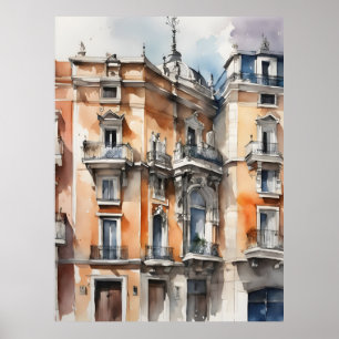 Poster Arte por aquarela de Madrid