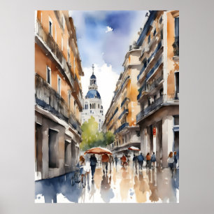 Poster Arte por aquarela de Madrid