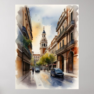 Poster Arte por aquarela de Madrid
