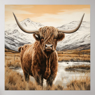 Poster Arte por vaca Highland