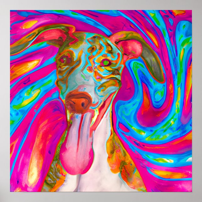 Poster Arte Portátil De Cachorro Louco Feliz (Frente)