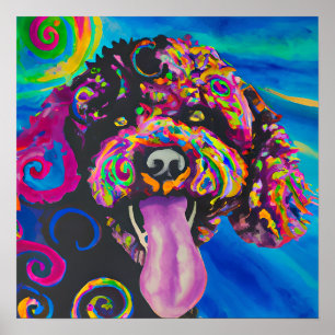 Poster Arte Portátil Maluca e Feliz Cão-d'Água