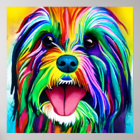 Arte Portraítica Louca e Feliz Tibetano Terrier