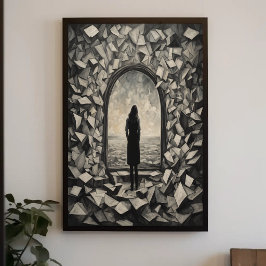 Póster Arte Poster de Papéis Flutuantes Monocromáticos Su