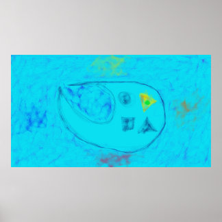 Poster Arte Potpourri Arte Abstrato Mínimo Azul Aqua