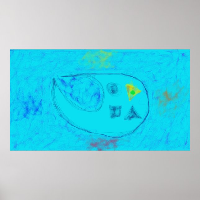 Poster Arte Potpourri Arte Abstrato Mínimo Azul Aqua (Frente)