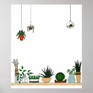 Póster Arte Potted Home do Doodle das plantas
