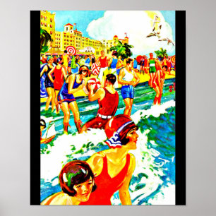 Póster Arte-Praia do viagem do Poster-Vintage