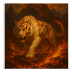 Póster Arte Premium de Parede Tigre Branco Vulcânico – Ar