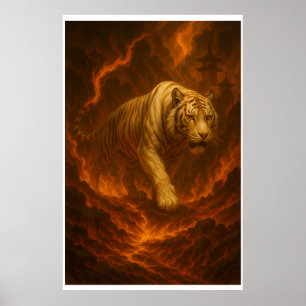 Poster Arte Premium de Parede Tigre Branco Vulcânico – Ar