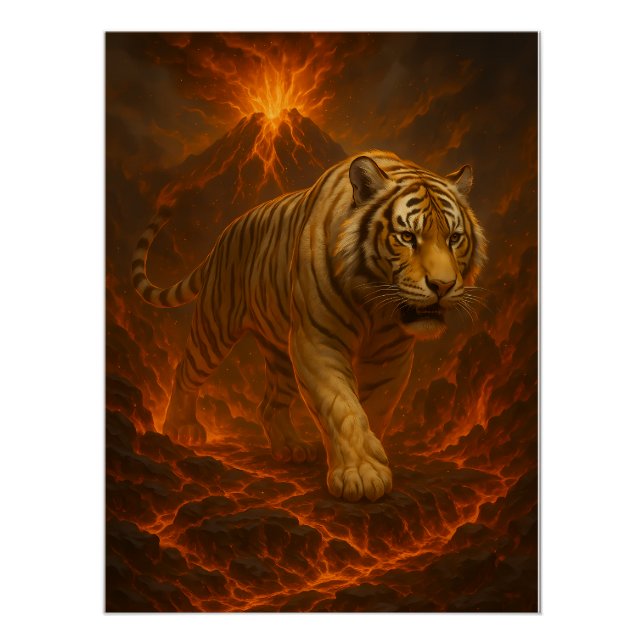 Póster Arte Premium para Parede Tigre Branco Vulcânico –  (Frente)