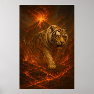 Poster Arte Premium para Parede Tigre Branco Vulcânico – 