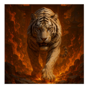 Póster Arte Premium para Parede White Tiger vulcânico – A
