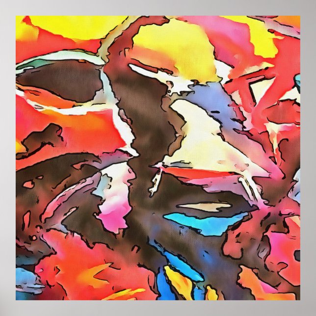 Poster Arte Preta Abstrato de Vaca Engrenada (Frente)