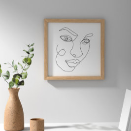 Poster Arte Preta e Branca da Linha da Cara da Mulher