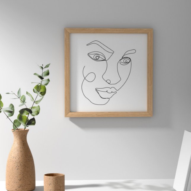 Poster Arte Preta e Branca da Linha da Cara da Mulher (Criador carregado)