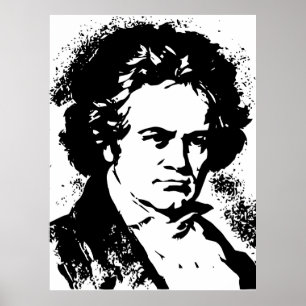 Póster Arte preto e branco do vetor de Beethoven