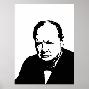 Póster Arte preto e branco do vetor de Winston Churchill