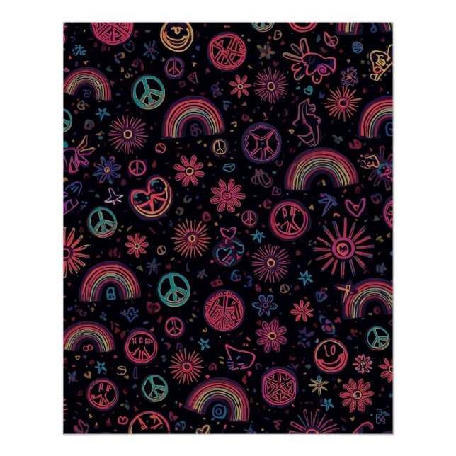 Póster Arte Psicodélico dos Anos 70 para Parede | Margari (Frente)