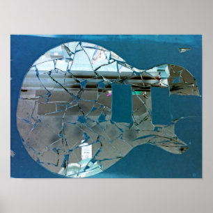 Poster Arte rachada da guitarra do espelho